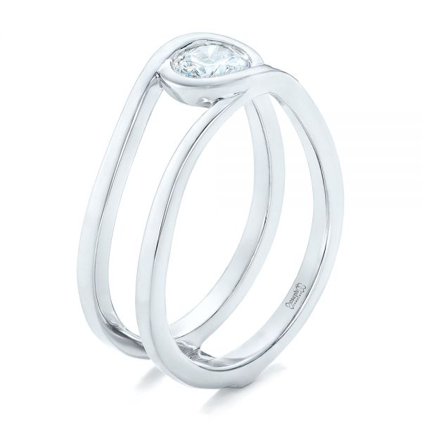14k White Gold Custom Solitaire Diamond Engagement Ring - Three-Quarter View - 102427