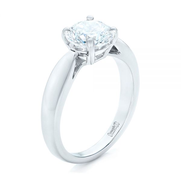 18k White Gold 18k White Gold Custom Solitaire Diamond Engagement Ring - Three-Quarter View -  102535