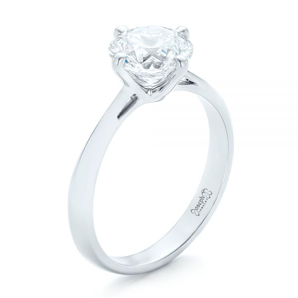  Platinum Custom Solitaire Diamond Engagement Ring - Three-Quarter View -  102600