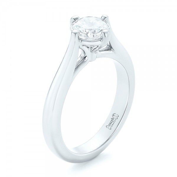  Platinum Custom Solitaire Diamond Engagement Ring - Three-Quarter View -  102954