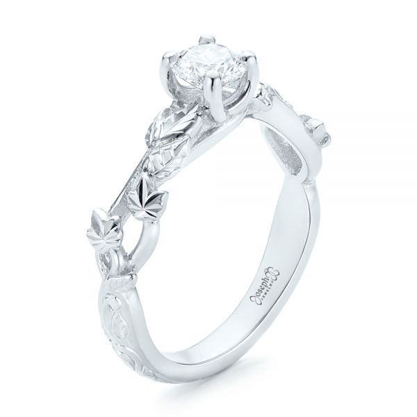 18k White Gold 18k White Gold Custom Solitaire Diamond Engagement Ring - Three-Quarter View -  102959