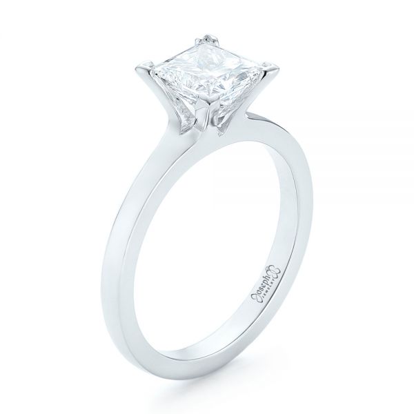 14k White Gold Custom Solitaire Diamond Engagement Ring - Three-Quarter View -  102965