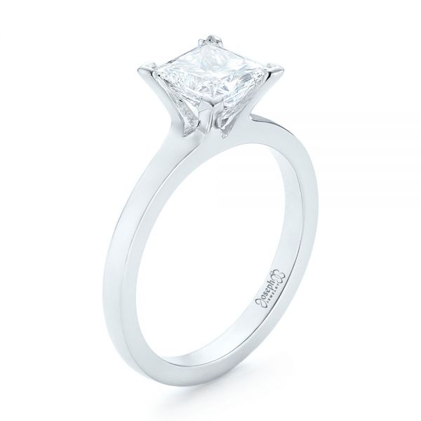 18k White Gold 18k White Gold Custom Solitaire Diamond Engagement Ring - Three-Quarter View -  102965