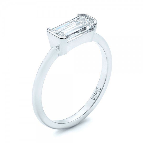 18k White Gold Custom Solitaire Diamond Engagement Ring - Three-Quarter View -  103067