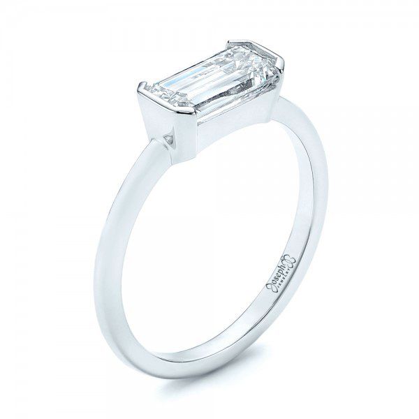 14k White Gold 14k White Gold Custom Solitaire Diamond Engagement Ring - Three-Quarter View -  103067