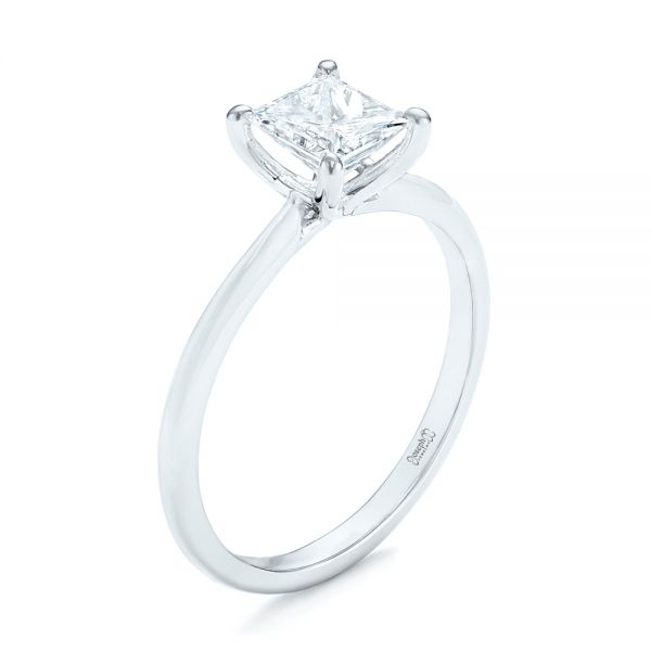 14k White Gold 14k White Gold Custom Solitaire Diamond Engagement Ring - Three-Quarter View -  103096