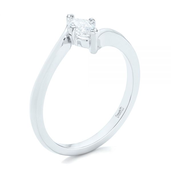 18k White Gold Custom Solitaire Diamond Engagement Ring - Three-Quarter View -  103144