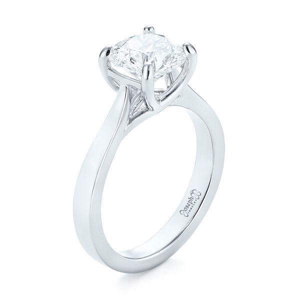  Platinum Custom Solitaire Diamond Engagement Ring - Three-Quarter View -  103356