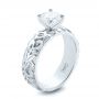 18k White Gold 18k White Gold Custom Solitaire Diamond Engagement Ring - Three-Quarter View -  103501 - Thumbnail