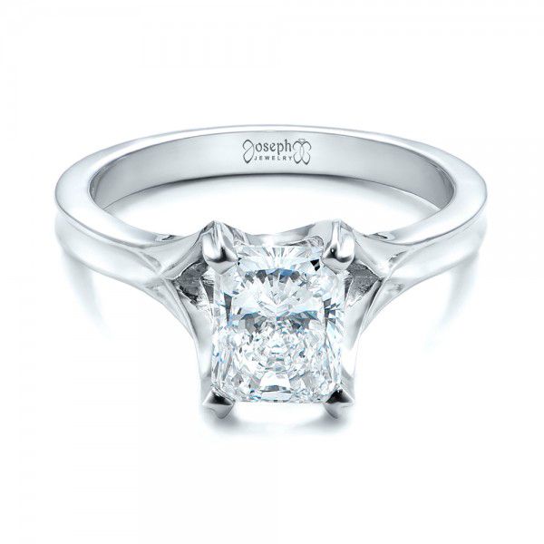  Platinum Custom Solitaire Diamond Engagement Ring - Flat View -  101899