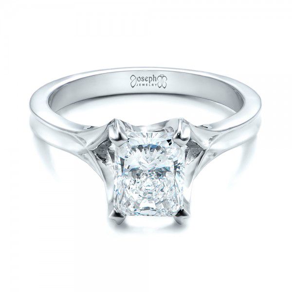 Platinum Custom Solitaire Diamond Engagement Ring - Flat View - 101899