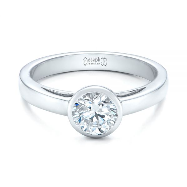 Platinum Platinum Custom Solitaire Diamond Engagement Ring - Flat View - 102029