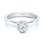 18k White Gold Custom Solitaire Diamond Engagement Ring - Flat View -  102029 - Thumbnail