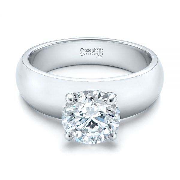  Platinum Custom Solitaire Diamond Engagement Ring - Flat View -  102030