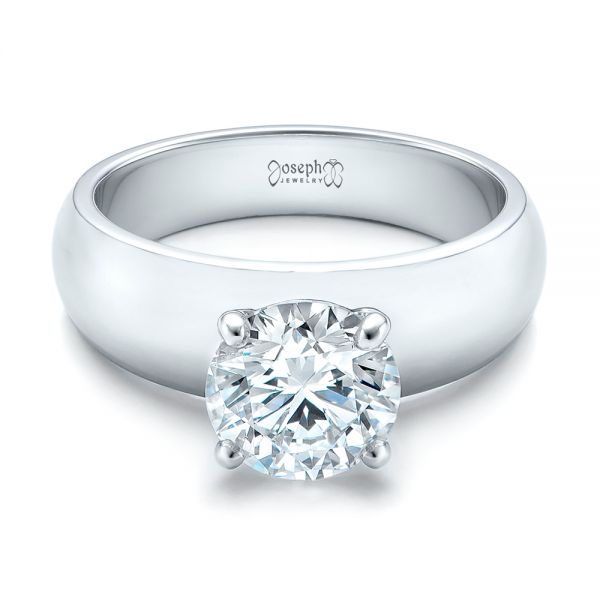 14k White Gold 14k White Gold Custom Solitaire Diamond Engagement Ring - Flat View - 102030