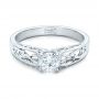  Platinum Custom Solitaire Diamond Engagement Ring - Flat View -  102074 - Thumbnail