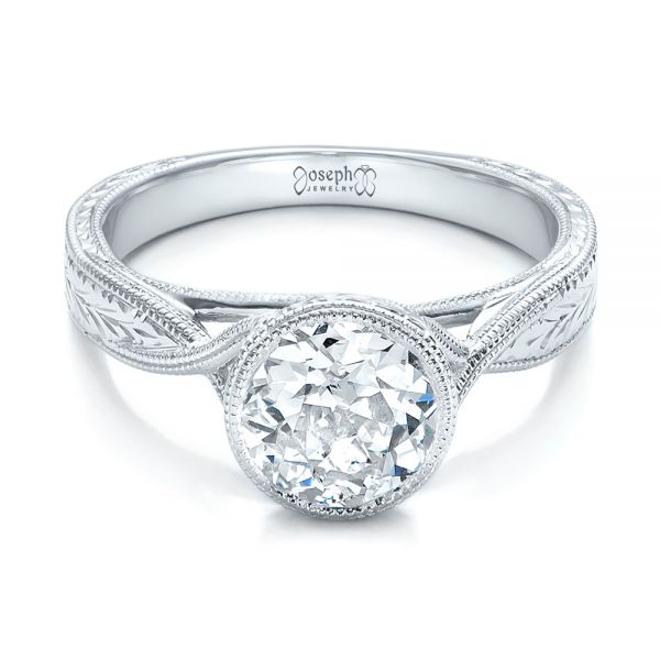  Platinum Platinum Custom Solitaire Diamond Engagement Ring - Flat View -  102152