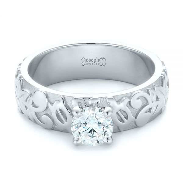  Platinum Platinum Custom Solitaire Diamond Engagement Ring - Flat View -  102306