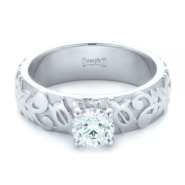 Platinum Platinum Custom Solitaire Diamond Engagement Ring - Flat View - 102306