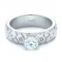 18k White Gold 18k White Gold Custom Solitaire Diamond Engagement Ring - Flat View -  102306 - Thumbnail