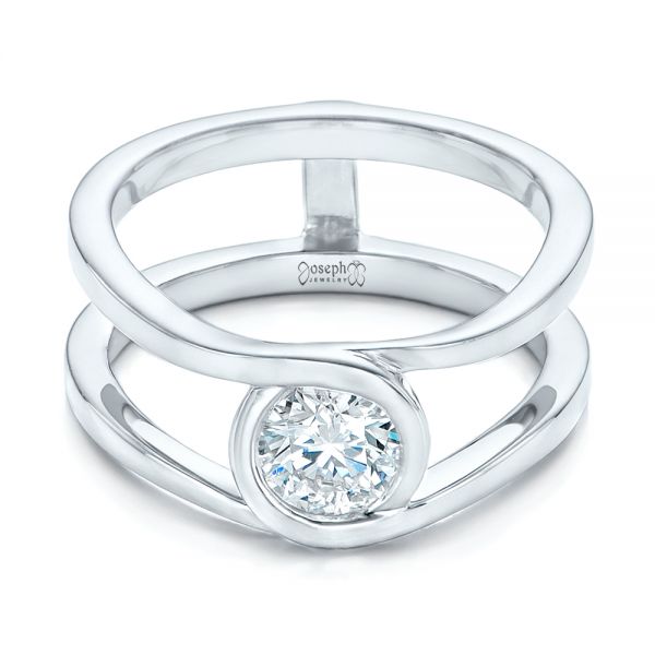18k White Gold 18k White Gold Custom Solitaire Diamond Engagement Ring - Flat View -  102427