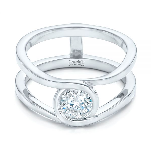14k White Gold Custom Solitaire Diamond Engagement Ring - Flat View - 102427