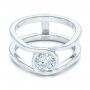 14k White Gold Custom Solitaire Diamond Engagement Ring - Flat View -  102427 - Thumbnail