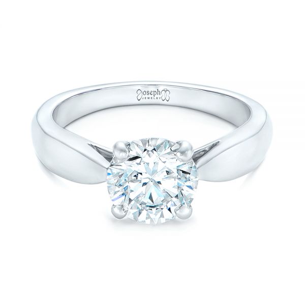 18k White Gold 18k White Gold Custom Solitaire Diamond Engagement Ring - Flat View -  102535