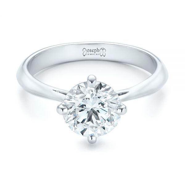 Platinum Custom Solitaire Diamond Engagement Ring - Flat View - 102600