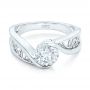 14k White Gold Custom Solitaire Diamond Engagement Ring - Flat View -  102744 - Thumbnail