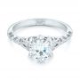 14k White Gold 14k White Gold Custom Solitaire Diamond Engagement Ring - Flat View -  102952 - Thumbnail