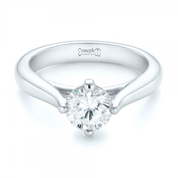  Platinum Custom Solitaire Diamond Engagement Ring - Flat View -  102954