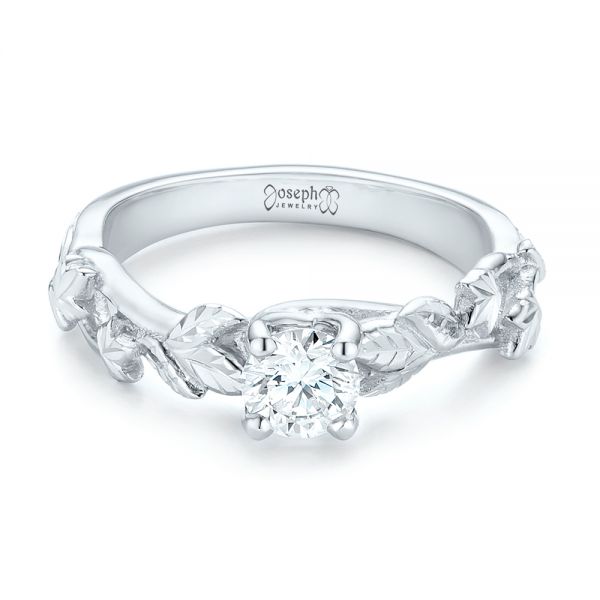  Platinum Custom Solitaire Diamond Engagement Ring - Flat View -  102959
