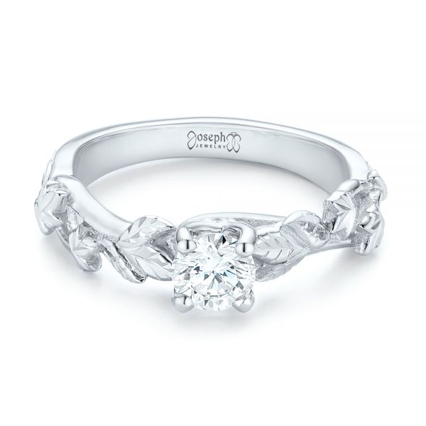 Platinum Custom Solitaire Diamond Engagement Ring - Flat View - 102959