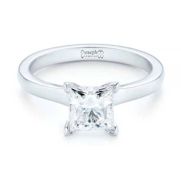 14k White Gold Custom Solitaire Diamond Engagement Ring - Flat View - 102965