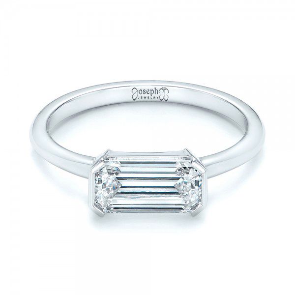 18k White Gold Custom Solitaire Diamond Engagement Ring - Flat View -  103067