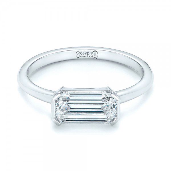 18k White Gold Custom Solitaire Diamond Engagement Ring - Flat View - 103067