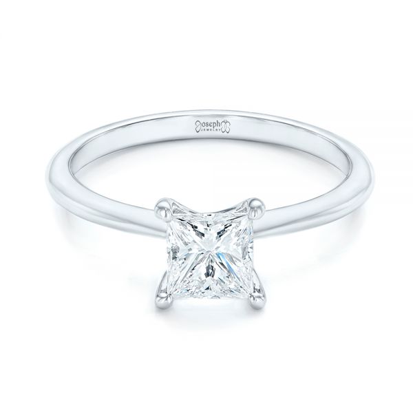 18k White Gold Custom Solitaire Diamond Engagement Ring - Flat View - 103096