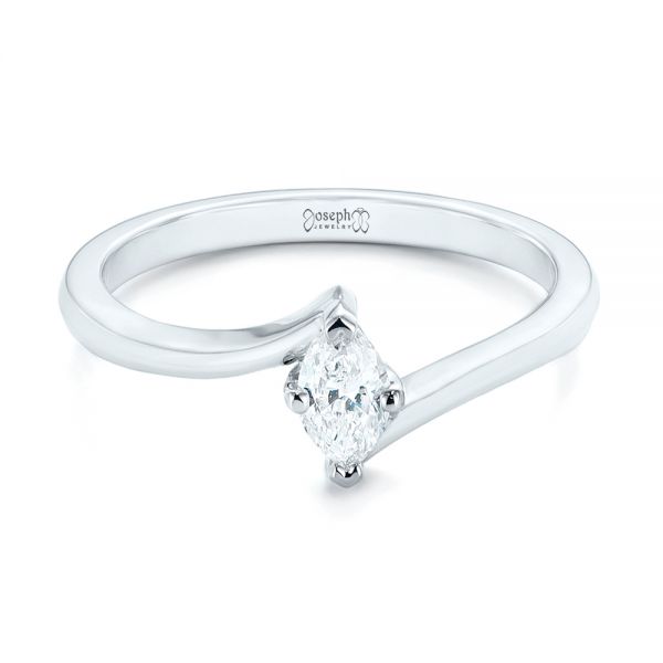 18k White Gold Custom Solitaire Diamond Engagement Ring - Flat View -  103144