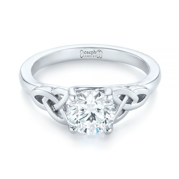 18k White Gold 18k White Gold Custom Solitaire Diamond Engagement Ring - Flat View -  103224