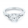 14k White Gold Custom Solitaire Diamond Engagement Ring - Flat View -  103224 - Thumbnail
