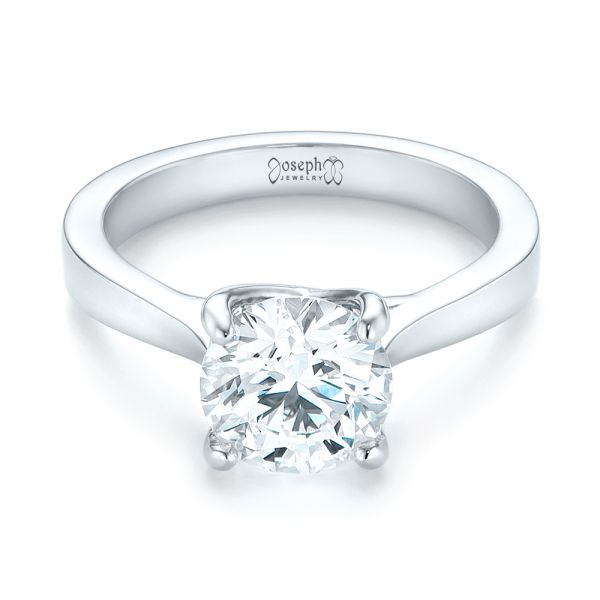 18k White Gold 18k White Gold Custom Solitaire Diamond Engagement Ring - Flat View -  103356