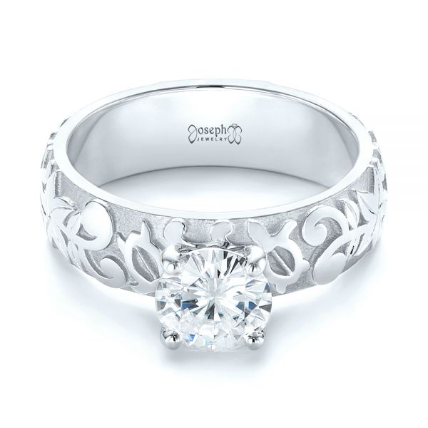  Platinum Platinum Custom Solitaire Diamond Engagement Ring - Flat View -  103501