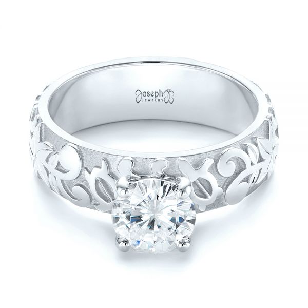 14k White Gold 14k White Gold Custom Solitaire Diamond Engagement Ring - Flat View - 103501