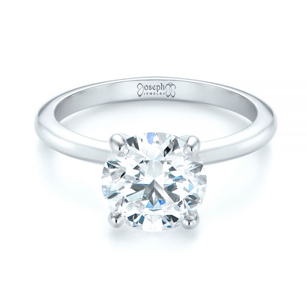 14k White Gold 14k White Gold Custom Solitaire Diamond Engagement Ring - Flat View -  103636