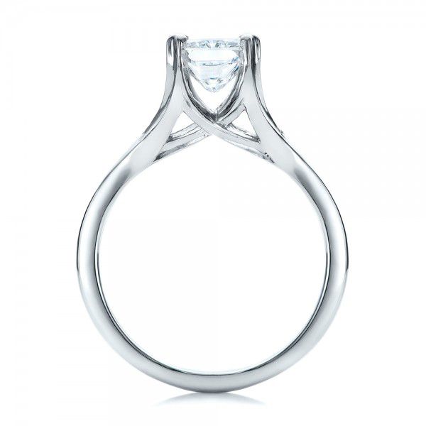 18k White Gold 18k White Gold Custom Solitaire Diamond Engagement Ring - Front View -  101899