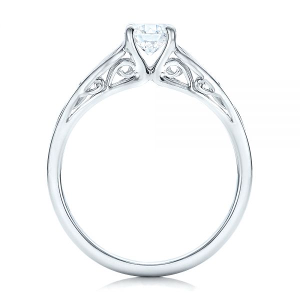  Platinum Custom Solitaire Diamond Engagement Ring - Front View -  102074