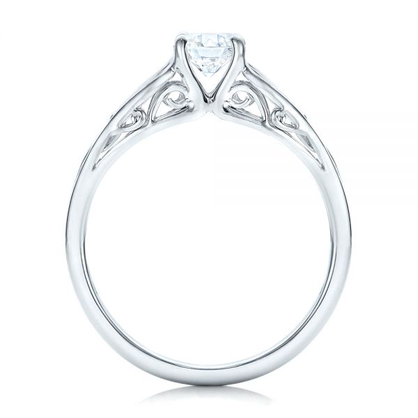 14k White Gold 14k White Gold Custom Solitaire Diamond Engagement Ring - Front View - 102074