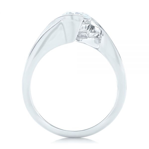 14k White Gold Custom Solitaire Diamond Engagement Ring - Front View -  102744
