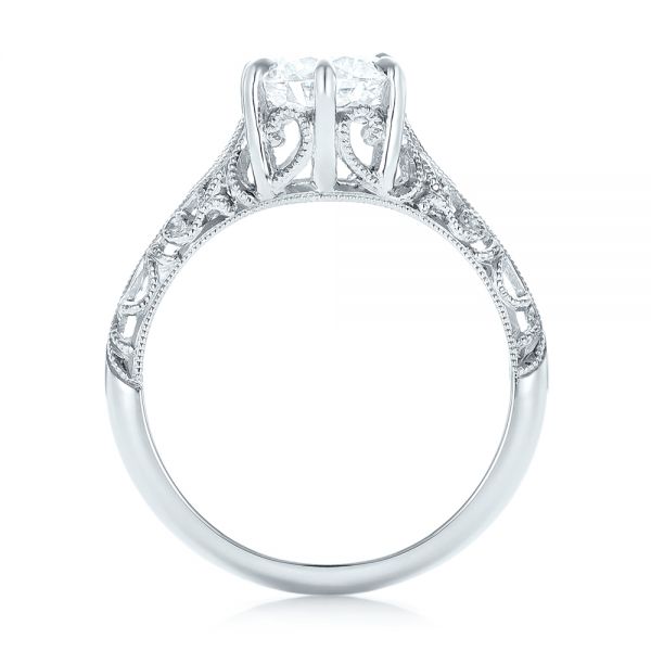 18k White Gold 18k White Gold Custom Solitaire Diamond Engagement Ring - Front View -  102952